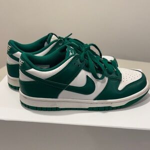 Nike Forest Green and White Low-Top Sneakers